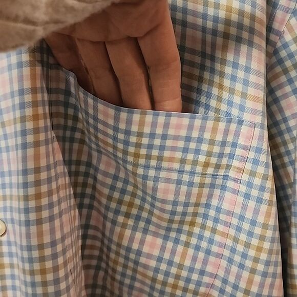 Peter millar mens button down large Checkered shirt pink blue church office baby - Picture 3 of 10